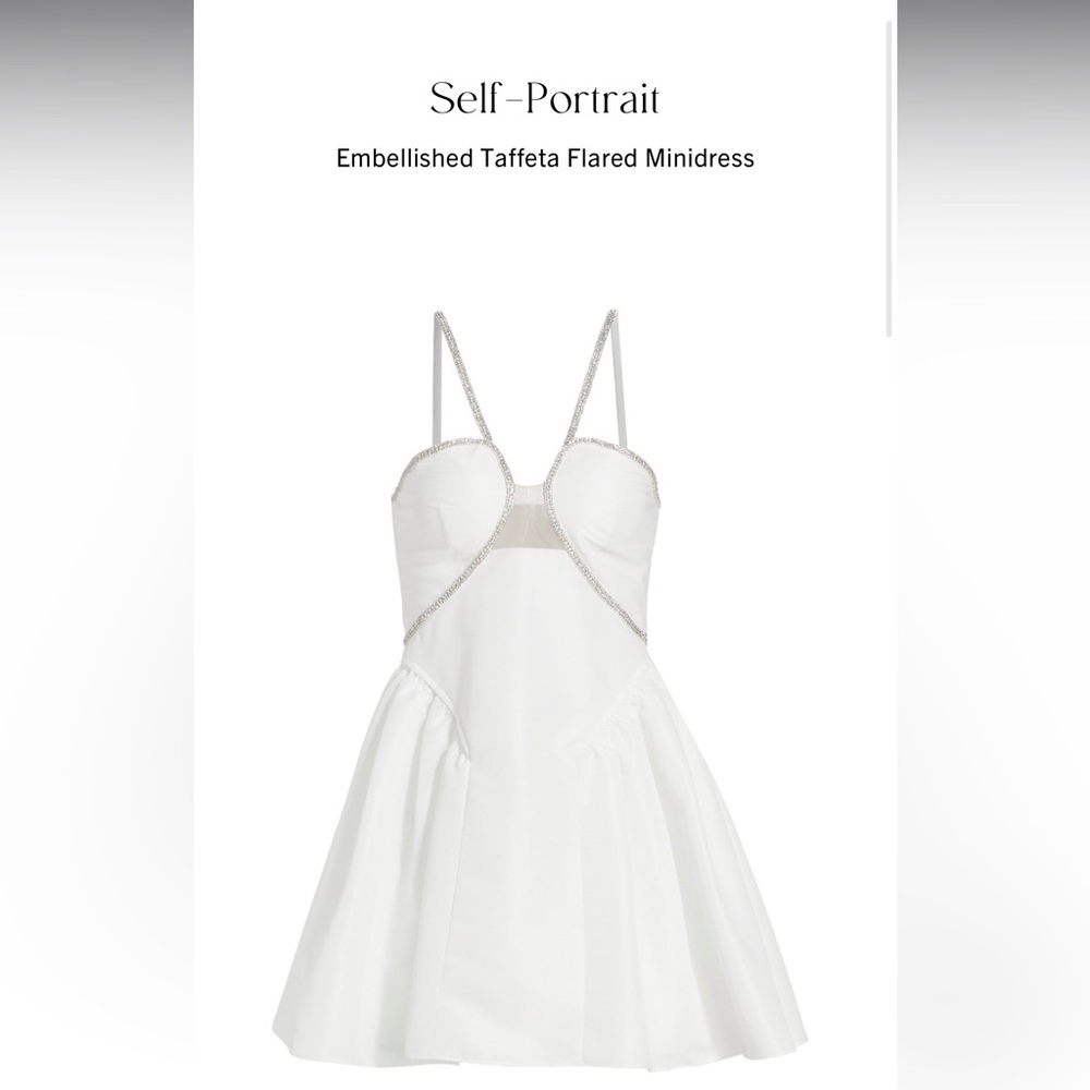 Self Portrait Embellished Taffeta Flared Minidress - Size 4